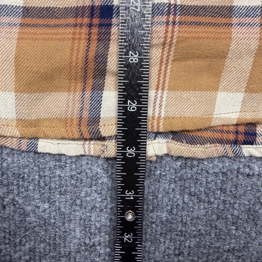 Alpine Design Mens Plaid Flannel Shirt Tan Cream Navy Button Down Large - Picture 5 of 8